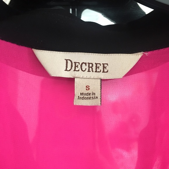 Hot Pink Sheer Top with Black Trim - Picture 3 of 4